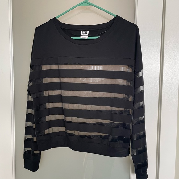 Sheer black stripe long sleeve top - VERO MODA - Picture 1 of 7